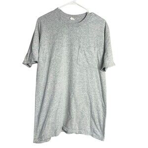 Vintage Gray Pocket T Shirt (2) Fruit Of The Loom Golden Blend XLarge Thin Soft‎